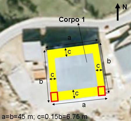 VII Congresso de Construção Metálica e Mista 5 vento (W k ) para: a altura mínima do corpo 1 construído (h 1 =9.8m), W k1 =0.90kN/m 2 ; para a altura média do corpo 1 projectado (h 1 =15.7m), W k2 =1.