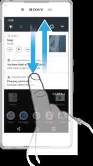 Abrir ou fechar o Painel de notificação 1 Para abrir o Painel de notificação, arraste a barra de estado para baixo ou então basta tocar rapidamente duas vezes na mesma.