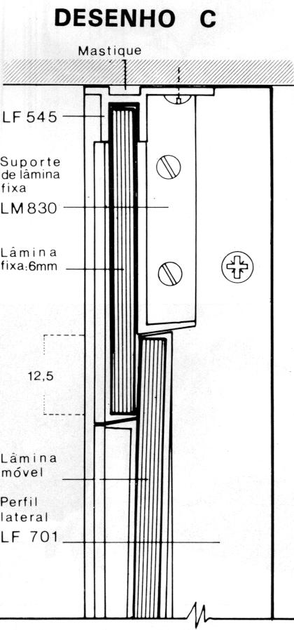 Silicone 18. Introduzir a lâmina de vidro fixa no perfil da padieira, com os suportes laterais já montados.