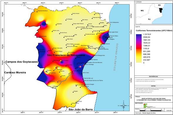 Percebe-se que a tendência na contaminação está presente a na região central do município.