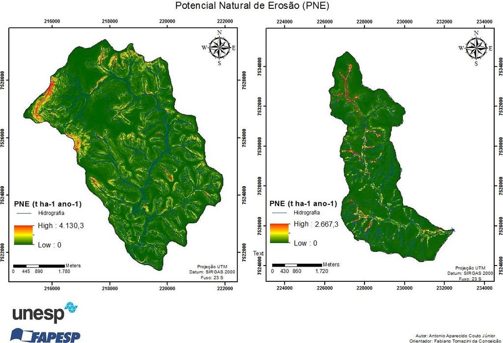 Figura 2 PNE para a bacia hidrográfica do ribeirão Monjolo Grande e ribeirão Jacutinga Esse mapa foi reclassificado levando em consideração