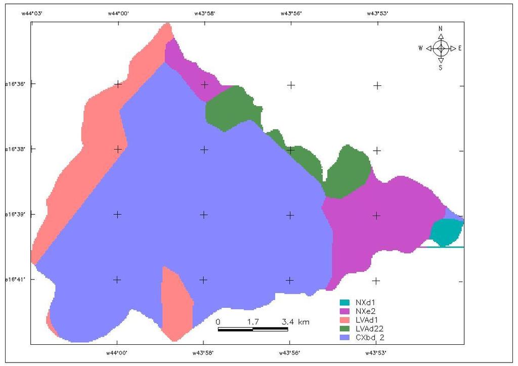 solo que apresentam uma predisposição alta a erosão são o Cambissolo e o Nitossolo eutrófico que juntos correspondem a 79,89% da bacia, já os Latossolos possuem uma baixa susceptibilidade a erosão.