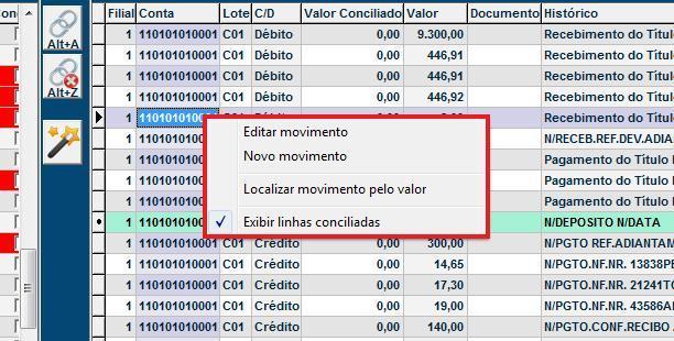 Figura 10. Opções campo Conta Secundaria.