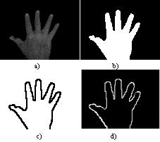 A metodologia proposta obteve em média um índice superior a 85% de detecção de borda da palma da mão, enquanto as metodologias Sobel e Prewitt obtiveram igual desempenho, inferior a 70%.