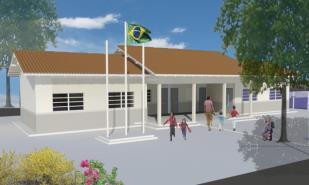 Perspectiva do projeto da escola com duas salas de aula. Fonte: fnde.gov.br Escola rural com duas salas de aula em Tio Hugo (RS). ID 7747. Fonte: SIMEC 2.