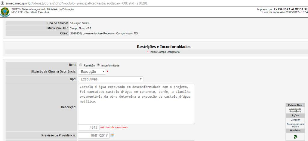 Clique em adicionar arquivo para anexar a resposta ao questionamento, podendo ser uma nota técnica, um projeto as-built, uma ART ou qualquer outro documento de ordem técnica.