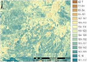 adequadamente o valor esperado nessas mesmas áreas. As áreas em vermelho menos intenso são relativas a áreas com baixa cobertura vegetal e a área urbana da cidade de Sousa. Bastiaanssen et al.