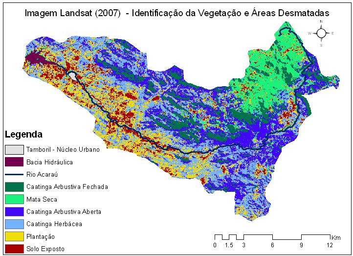 Figura 5 - Resultado da classificação da imagem Landsat da área da bacia hidrográfica do açude Carão.