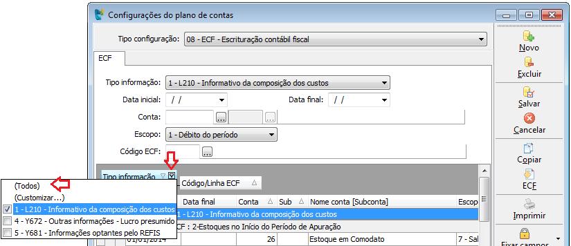 Para facilitar a conferencia das configurações efetuadas pode ser impresso o relatório da grade