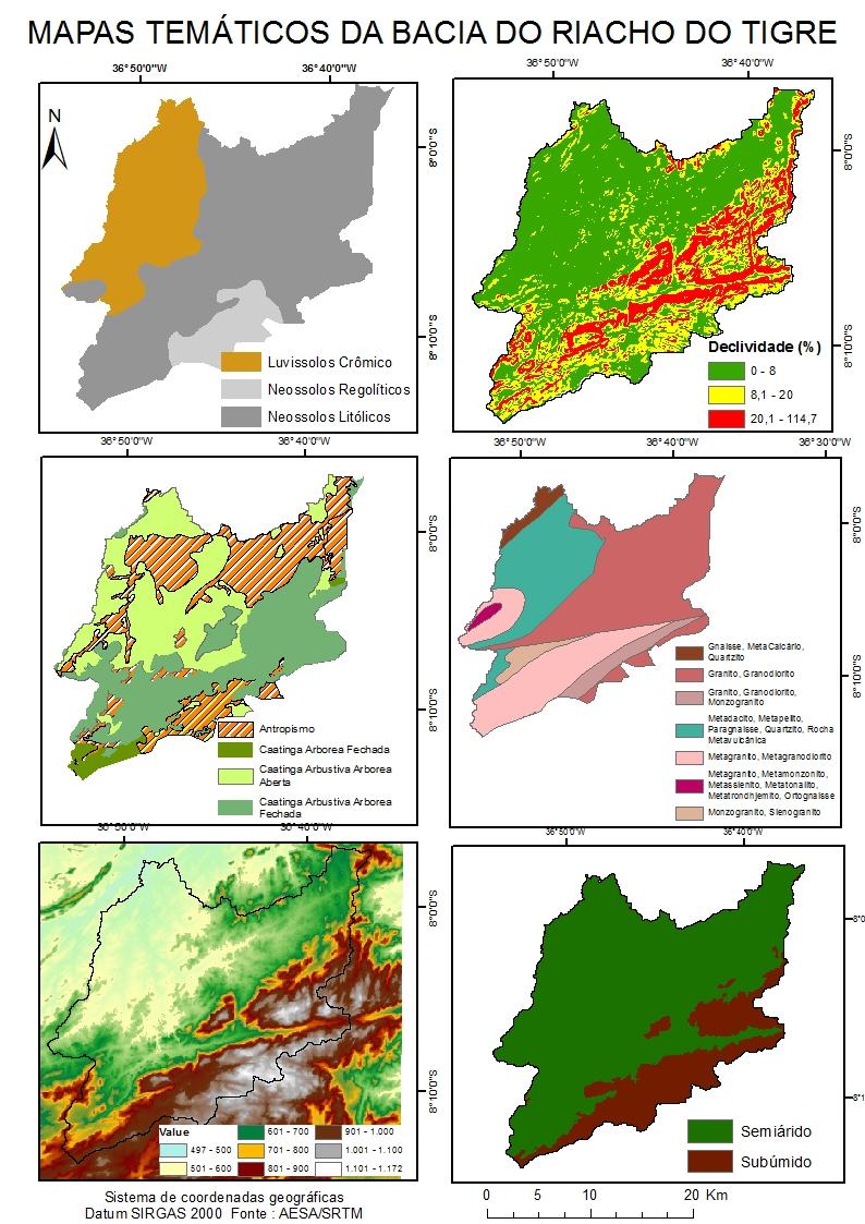 Figura 2: Mapas temáticas da bacia do Jucurutu.