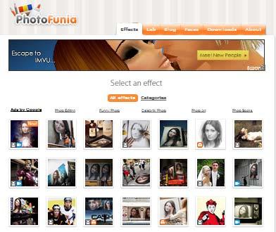 Manual e Guia de Utilização e Exploração do PhotoFunia 1. Para acedermos a esta ferramenta, devemos, no browser da Internet digitar o seguinte endereço: http://www.photofunia.