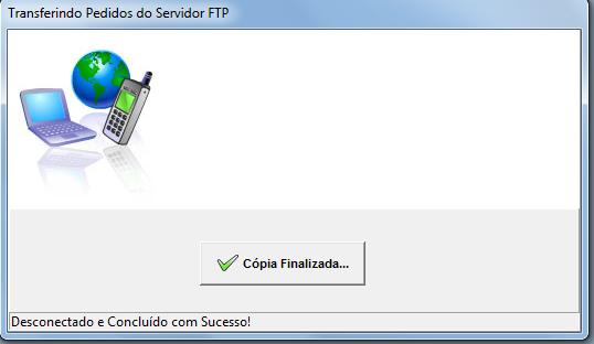 Tablet Descarregando notas do vendedor no OsAndroid para Osplus 2- Escolha 1- Transmissão via FTP (é a operação online).