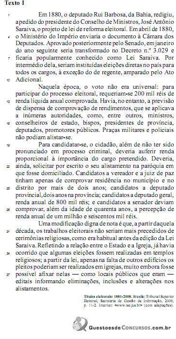 4 - CESPE TRE/GO 2015 Com relação às estruturas linguísticas do texto I, julgue o item seguinte.