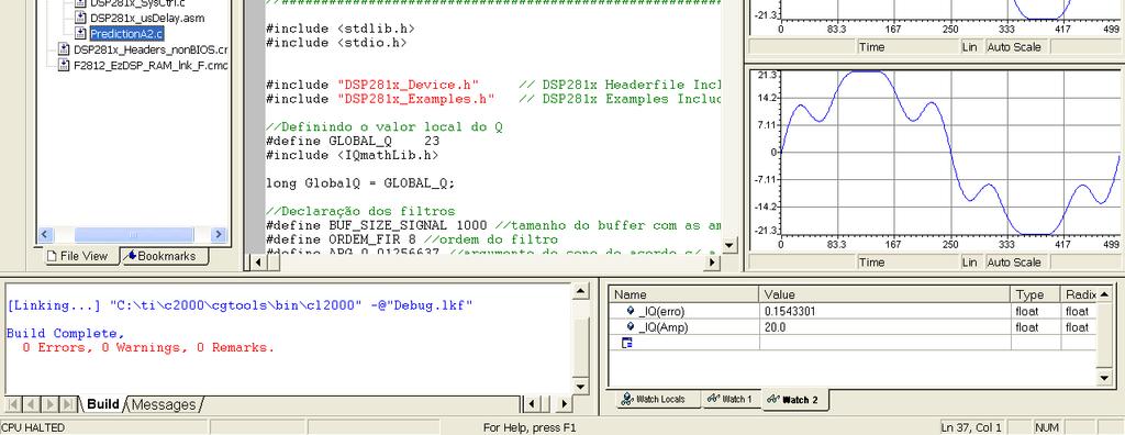 Geral. Após concluir o código fonte o mesmo deve ser compilado e o projeto montado através do comando Build. Caso ocorra algum erro o Code Composer Studio disponibiliza também ferramentas para Debug.