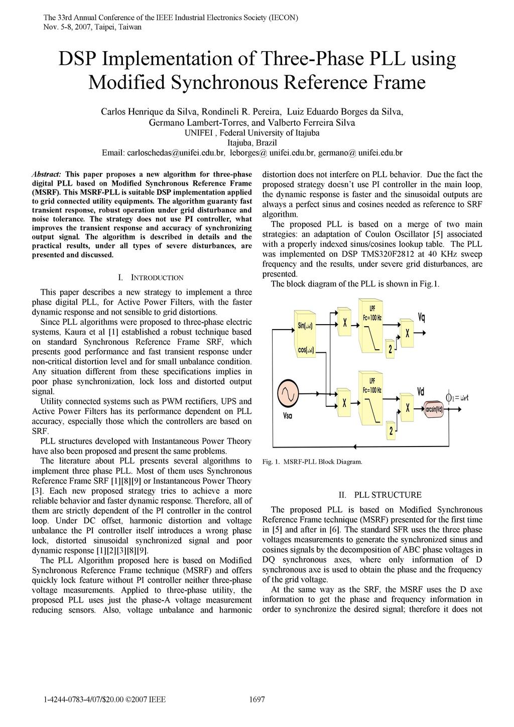 The 33rd Annual Conference of the IEEE Industrial Electronics Society (IECON) Nov.