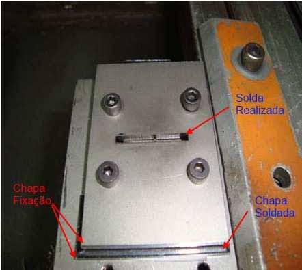44 Figura 9- Sistema de fixação das amostras para soldagem (prensa chapa).