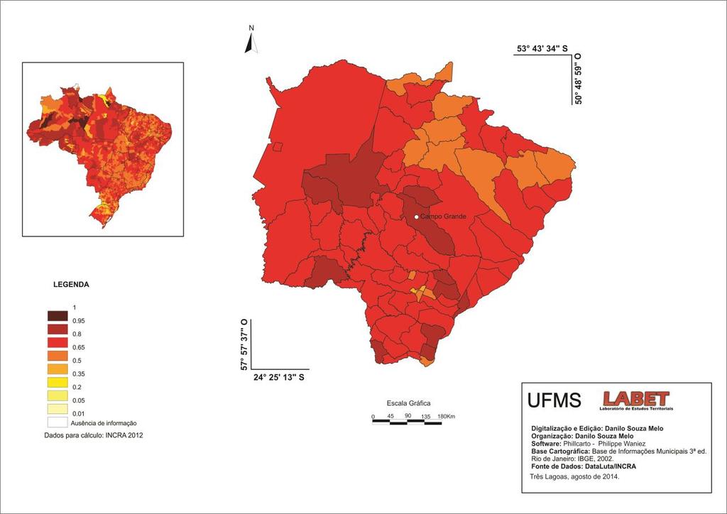 Estrutura fundiária O Estado de Mato Grosso do Sul tem estrutura fundiária concentrada, justamente pelo processo histórico de apropriação capitalista da terra, fortemente ligada ao latifúndio da