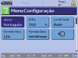 Menu Config: Configurações de Alarme (Volume do Alarme) 1 Pressione para visualizar a tela Configs de Alarme.