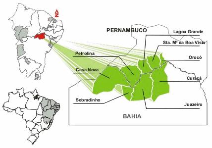 Mapa do Brasil mostrando o Vale do rio S ã o Francisco.