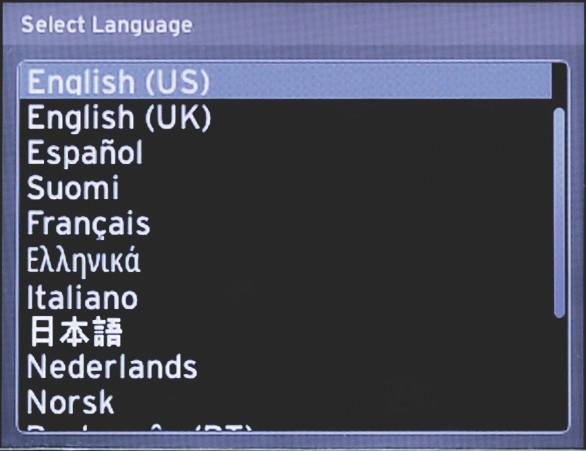 3. Selecione o idiom que desej que o VesselView exib. Use os botões de set pr DIREITA e ESQUERDA pr nvegr trvés ds opções de idiom.