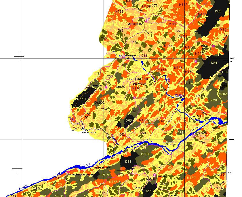 A LEGENDA CLASSES DE DESNIVELAMENTO ALTIMÉTRICOSIGNIFICADO GEOMORFOLÓGICOPlanícies fluviais ou flúviomarinhas de topografia horizontal a