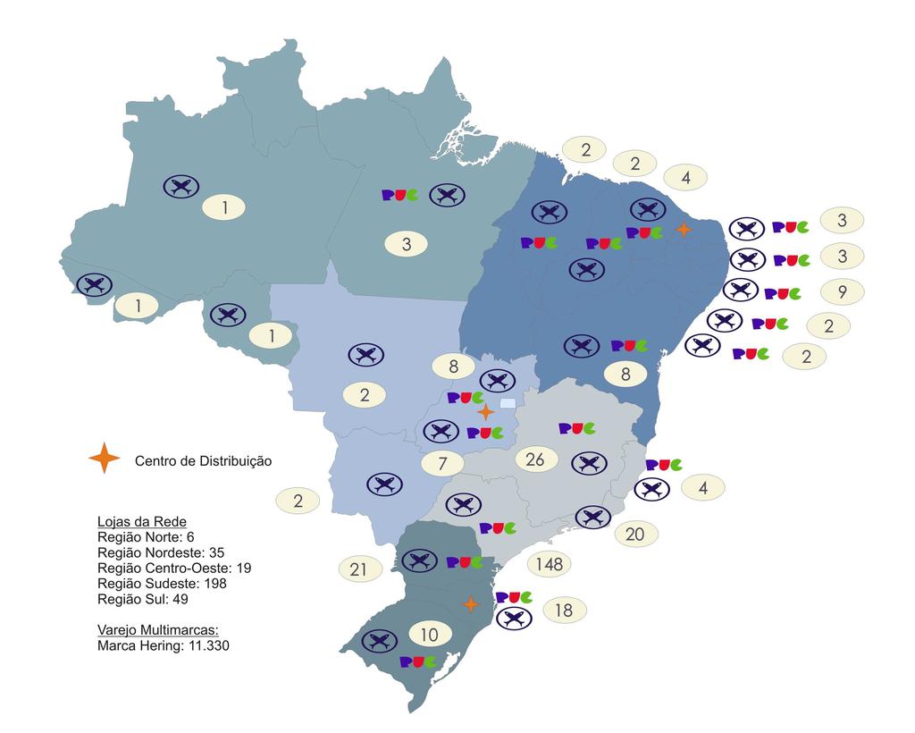 O canal de varejo multimarcas visa aumentar a capilaridade da rede de distribuição e, consequentemente, aumentar a presença das marcas em todo o território brasileiro, sendo um dos pilares da