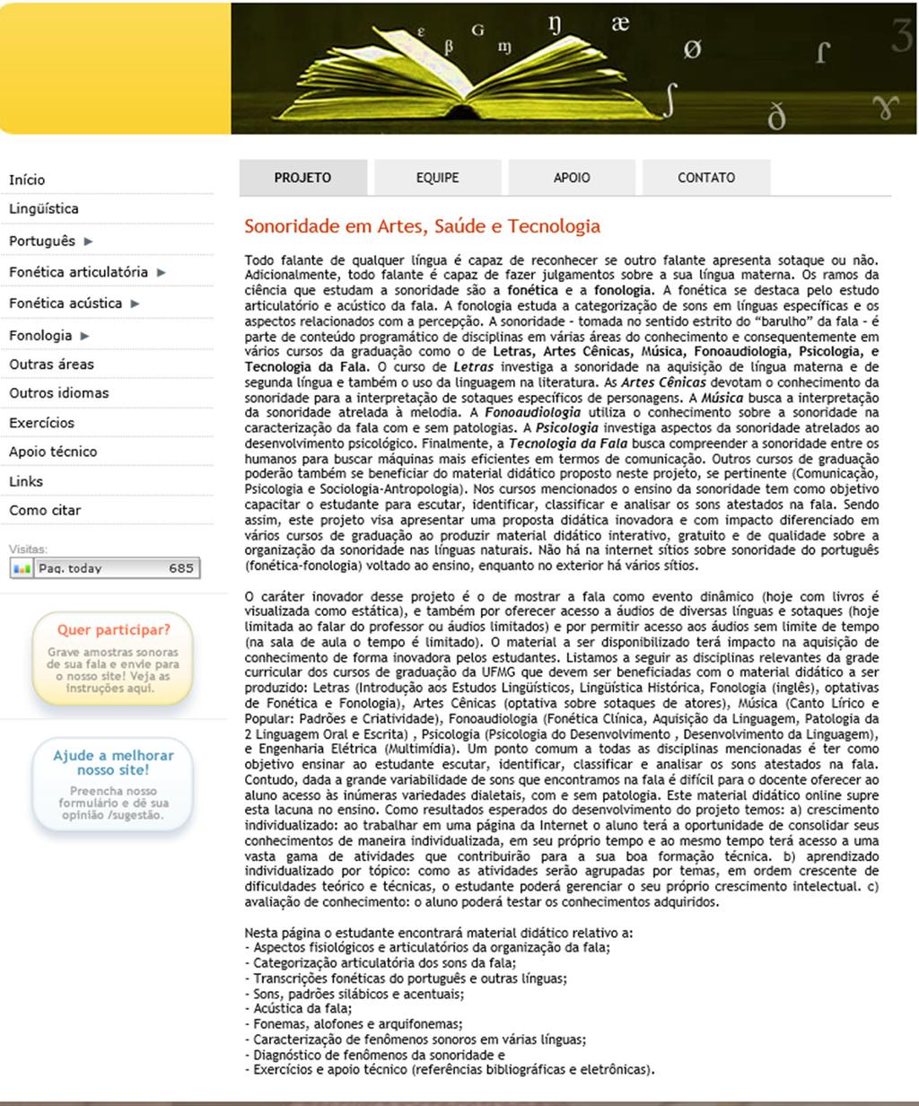 Gramática e Ensino Figura 2: Página inicial do site www.fonologa.