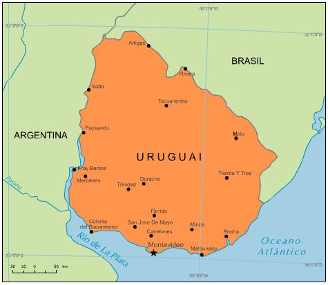 Dados Básicos Localizado na América do Sul, suas únicas fronteiras terrestres são com o Brasil e Argentina.