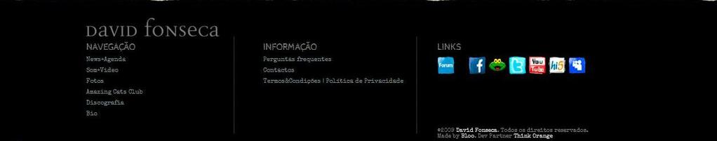 letras) No separador dedicado à discografia podemos encontrar, tal como o nome indica, toda a discografia do cantor acompanhada das capas e títulos de cada álbum, bem como todas as músicas