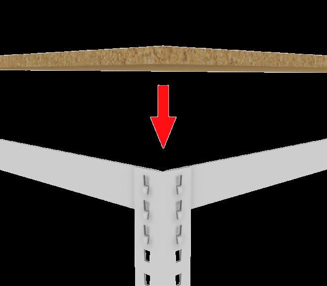3º Passo - Colocação das prateleiras nas vigas A colocação das prateleiras nas vigas é igualmente de encaixe.