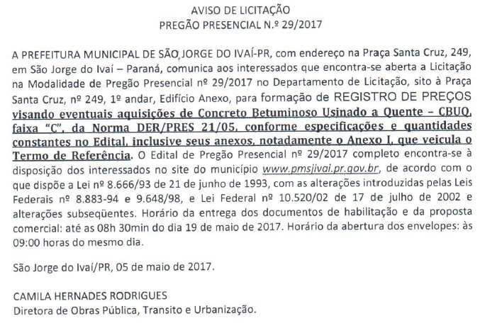 São Jorge do Iví-Pr, 7 de mio de 2017 Ano 6 Edição nº278 Pág.