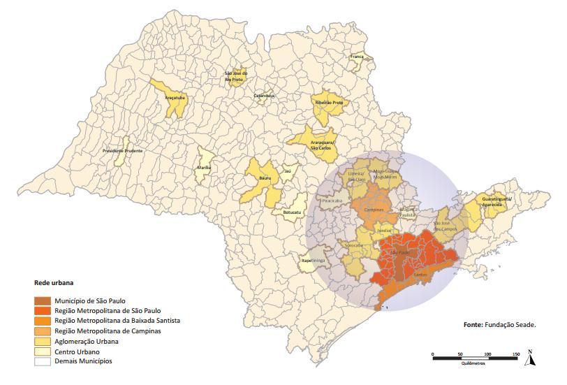 Ali estão situadas as três Regiões Metropolitanas paulistas São Paulo, Campinas e Baixada Santista, as aglomerações urbanas de São José dos Campos, Sorocaba, Jundiaí e Piracicaba, além das
