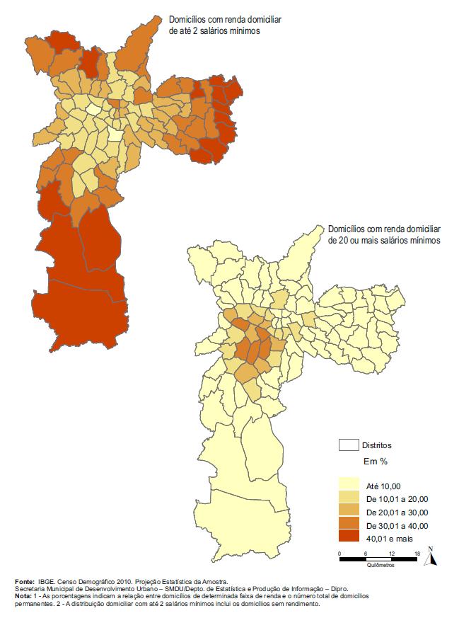 Mapa 10 - Empregos formais por habitantes, nos distritos do município de São Paulo - 2008