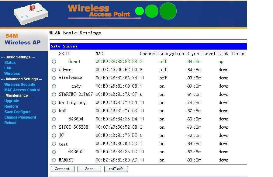 Figura 3-13 Escolha sua rede sem fio (SSID), e clique no botão Conect (conectar) para se conectar à rede sem fio.