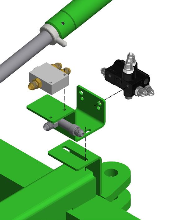 Montagem das válvulas Máquina Marcador de linha C Prenda o suporte () no chassi, utilizando parafusos (), arruelas de pressão