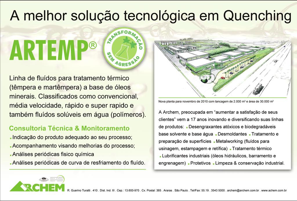 Banho de Sal devem ser controlados; Estrutura e densidade da carga têm efeitos mínimos sobre os resultados; Engenharia de processo simples permitindo completa automatização.