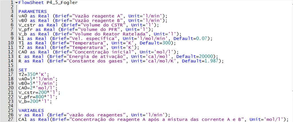 Figura 2 Implementação dos modelos no simulador EMSO.