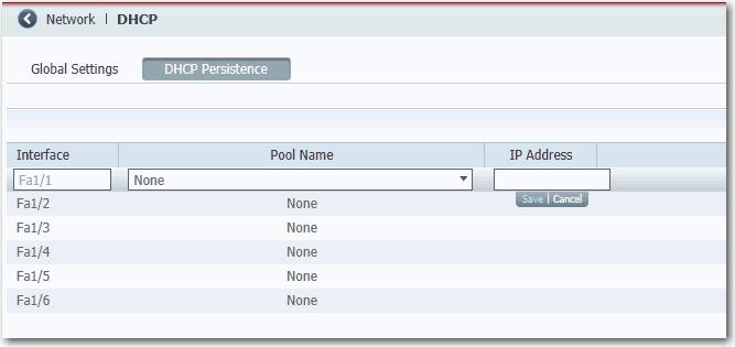 Capítulo 4 Gerenciar o switch através da interface da Web do Device Manager Para atribuir, modificar ou apagar um endereço IP da porta do switch, clique na guia DHCP Persistence.