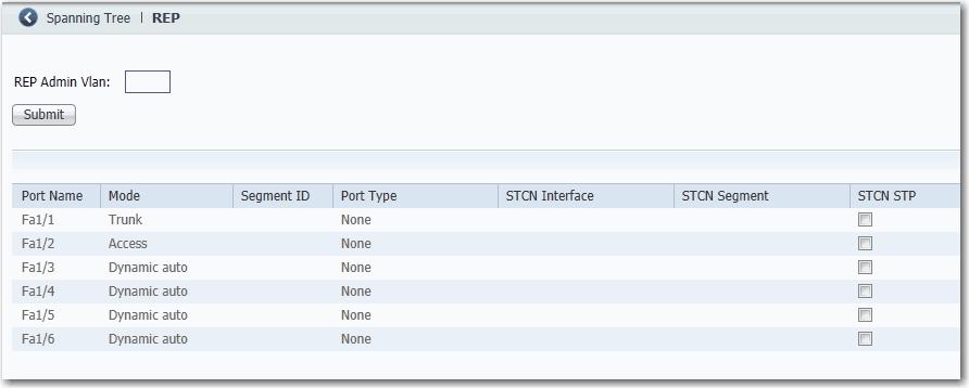 Gerenciar o switch através da interface da Web do Device Manager Capítulo 4 Per Interface PortFast Table A estrutura estendida requer uma interface para avançar pelos estados de escuta e