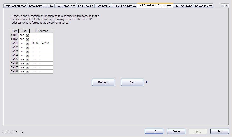 Gerenciar o switch através do software RSLogix 5000 Capítulo 5 Atribuição de endereço DHCP É possível exibir e configurar a persistência de DHCP na guia DHCP Address Assignment.