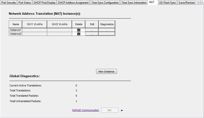 Gerenciar o switch através do software RSLogix 5000 Capítulo 5 Configuração NAT É possível criar instâncias NAT na guia NAT.