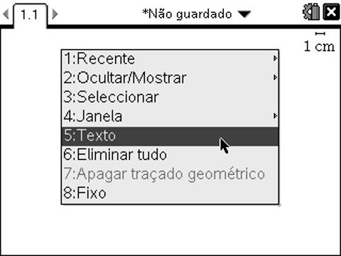 Vamos agora explorar o menu de contexto, em particular: 7: Pontos e rectas 8: Medição 9: Formas A: Construção B: Transformação As funcionalidades relativas a outras funcionalidades serão referidas à