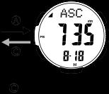 No ecrã valor alta altitude (MAX) e baixa altitude (MIN), área inferior do visor alterna entre data (mês e dia) e hora, em intervalos de um segundo.