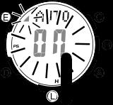 Confirme que o relógio está no Modo Pontualidade ou Modo Hora-Mundo. Se não estiver, use D para entrar no Modo Pontualidade ou Modo Hora Mundo (pag. E-24). 2.