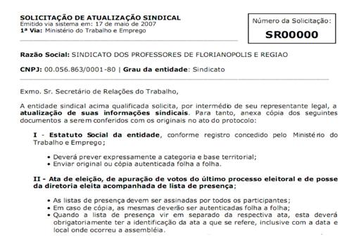 O sistema emite automaticamente um requerimento contendo o número da solicitação iniciado pelas letras SR e a relação de todos os documentos que devem instruir o processo.