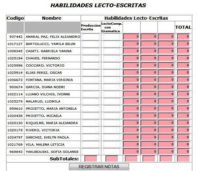 PLANILHA DE INGRESSO DE NOTAS Habilidades Lecto-Escritas Exame Final