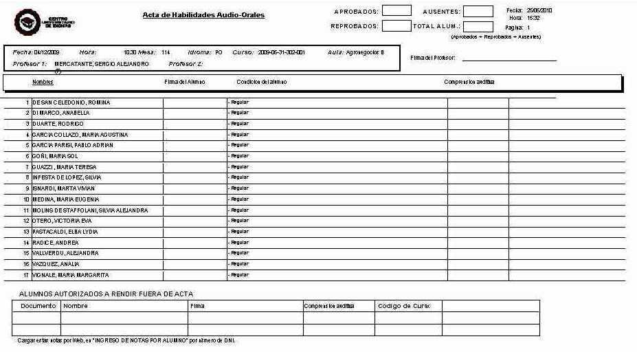 ATA INSTITUCIONAL Exame Final de Compreensão Auditiva Os alunos autorizados institucionalmente