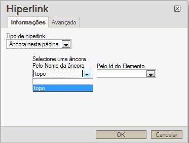 P á g i n a 23 Passo 4 clique no botão da barra de ferramentas: Passo 5 na janela que abrirá, vá até a caixa de seleção Tipo de hiperlink,