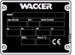 2.6 Etiquetas de advertência e de informações Informações de segurança As máquinas Wacker usam etiquetas pictóricas com o padrão internacional onde necessário.