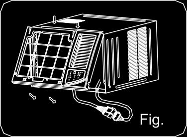 3A, 3B, 3C e 3D.) Passo 5. Instalação do filtro de ar e do painel frontal 1. Instale o filtro de ar dentro das ranhuras do quadro de cima para baixo. (Consulte a Fig. 2.) 2.